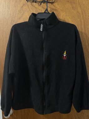 Vintage USA Olympics Full Zip Fleece Jacket Black Mens XXL Made in USA 90s